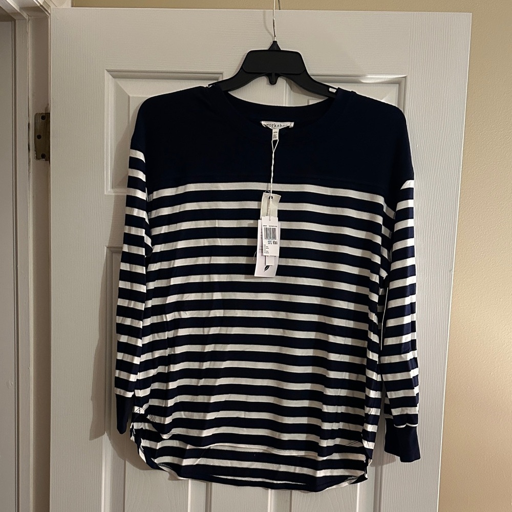 Workshop Republic Clothing Navy and White Striped Sweater